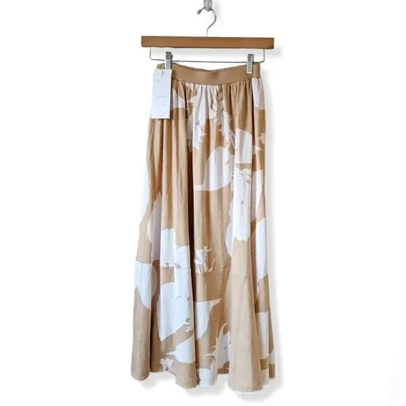 Robb & Lulu Essentials NWT CHARLOTTE‎ MIDI SKIRT in honey floral sz XS - Picture 2 of 8